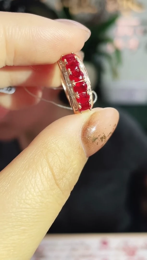 银S925镶嵌戒指红宝石戒指