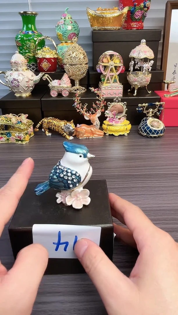 摆件七宝烧首饰盒    猫头鹰