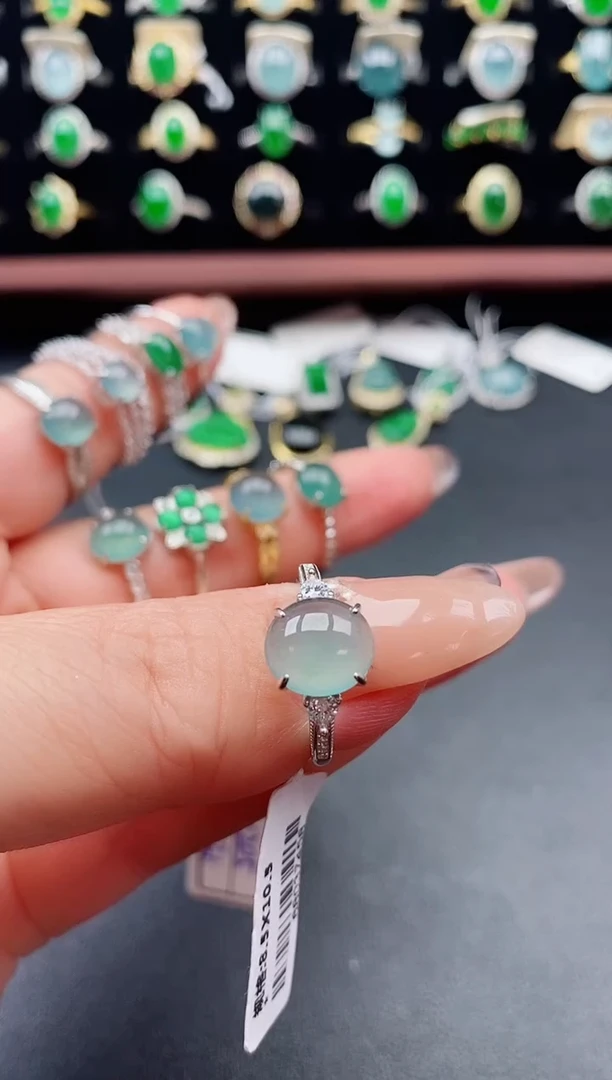 银S925镶嵌戒指翡翠1