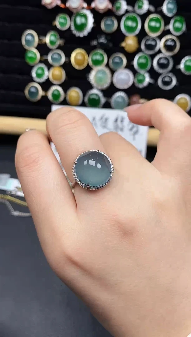 银S925镶嵌戒指翡翠111