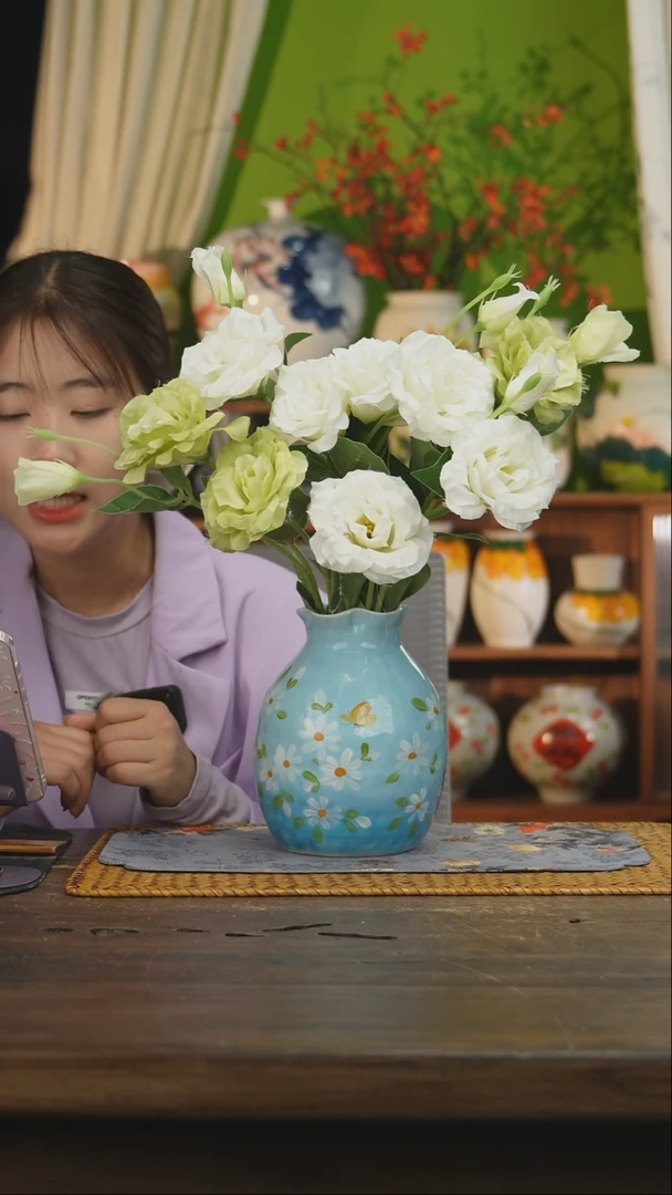 瓷片景德镇纯手工手绘花器摆件