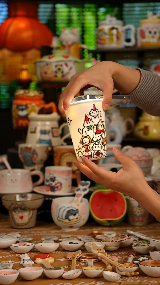 陶瓷无盖款景德镇高温釉下彩纯手绘创意瓷