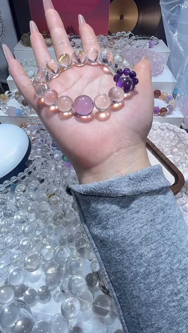 未镶嵌手串水晶天然白水晶牛鼻孔顶珠款多样性发一