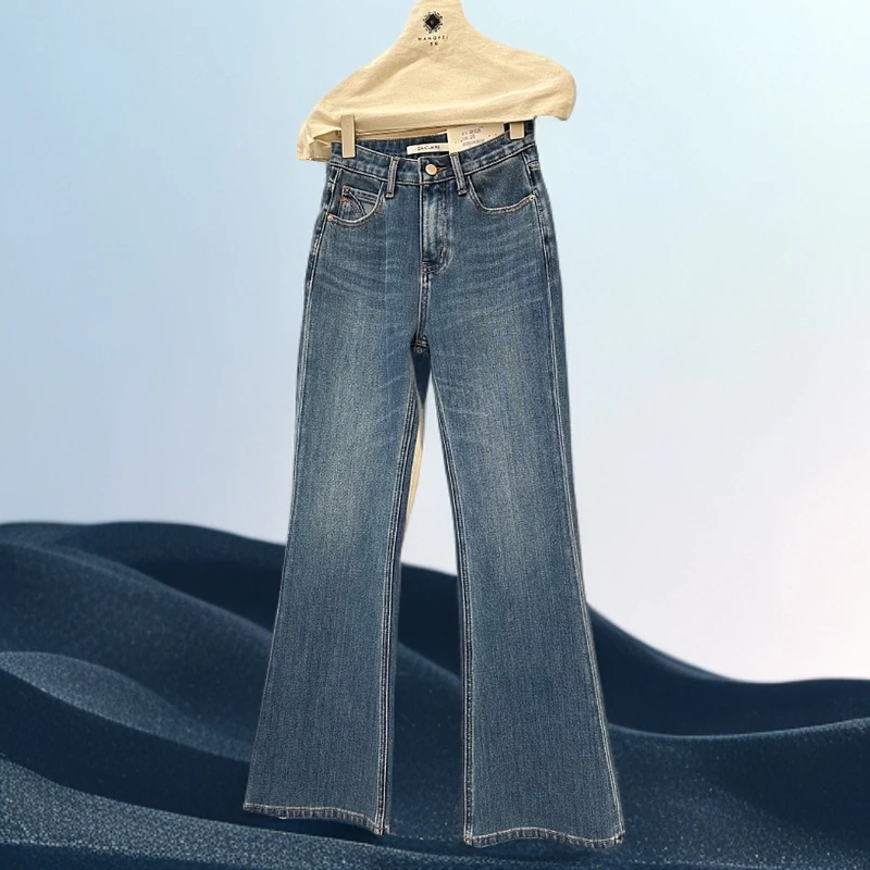 2025蓝色春款微喇牛仔裤女高腰显瘦舒适四面弹时尚百搭修身微喇叭