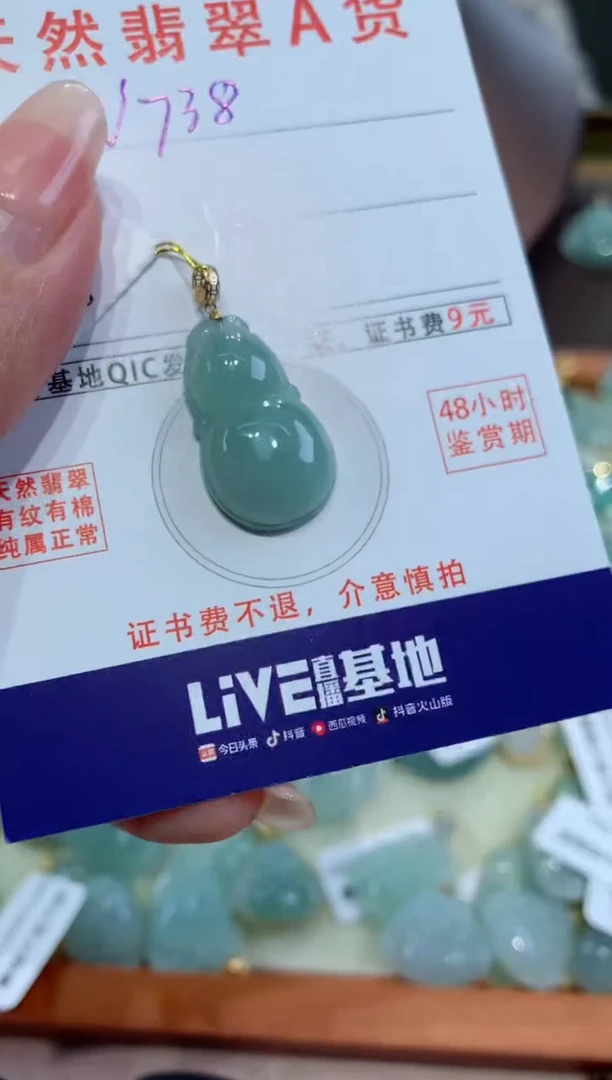 【闪购商品】翡翠颈饰18K金镶嵌天然缅甸a货翡翠