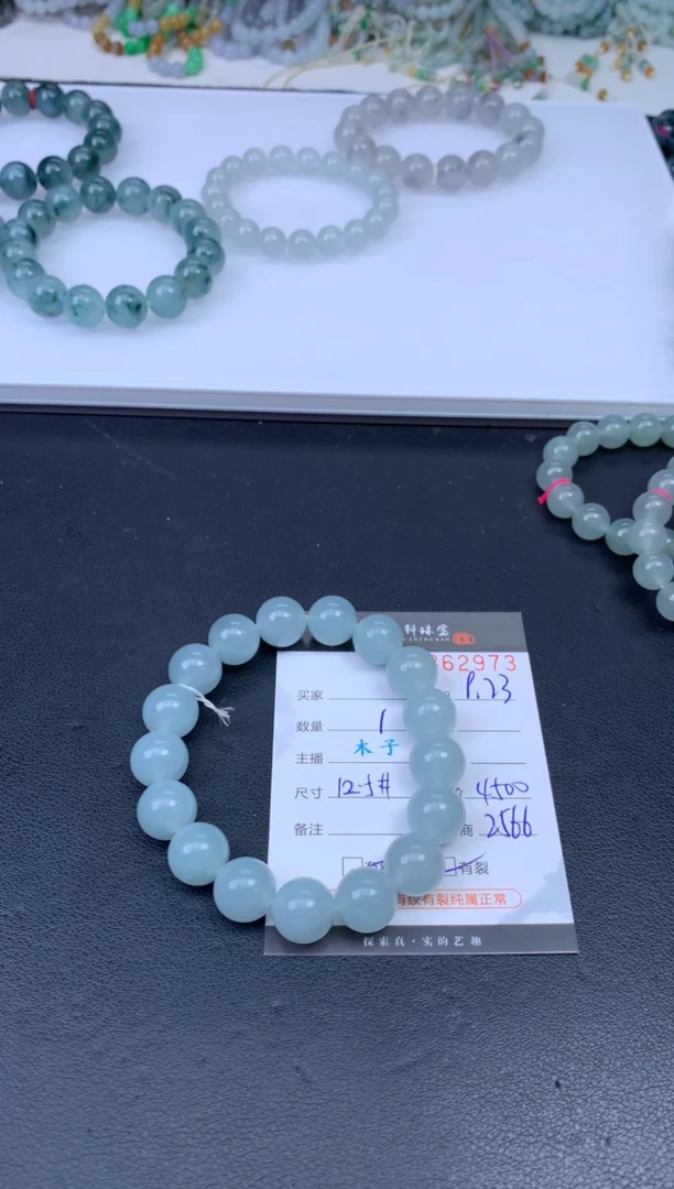 未镶嵌挂件翡翠哈轩 珠串1（有纹有裂）