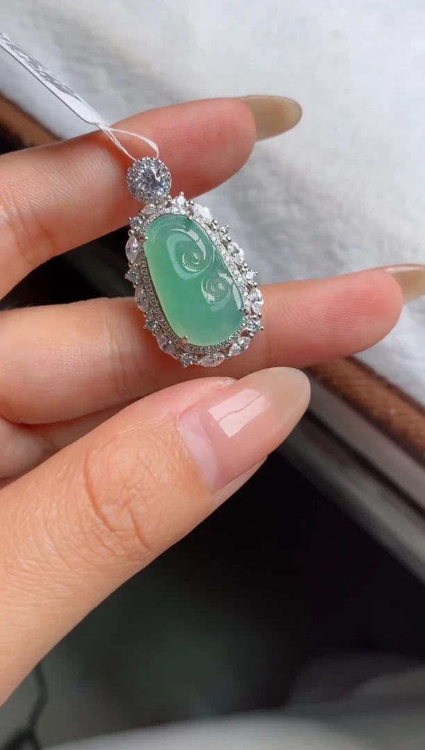 银S925镶嵌戒指翡翠天然A货翡翠