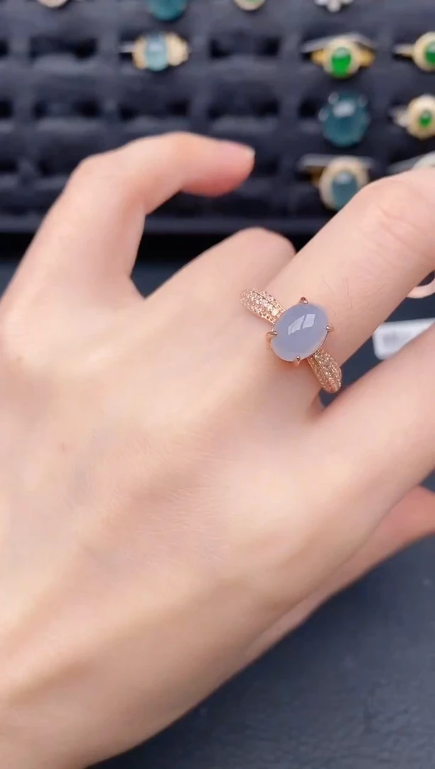 银S925镶嵌戒指翡翠天然a货翡翠402