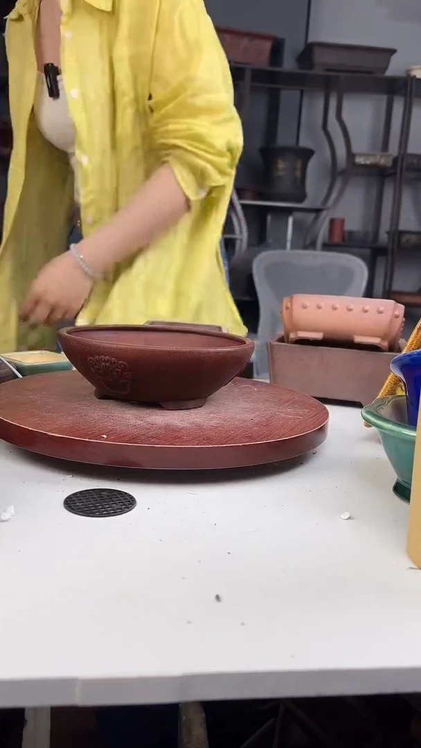 紫砂花盆浅草紫砂花盆微瑕