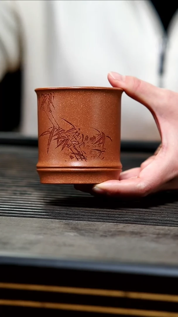 【闪购商品】紫砂茶壶04-金降坡精气神竹节杯180cc