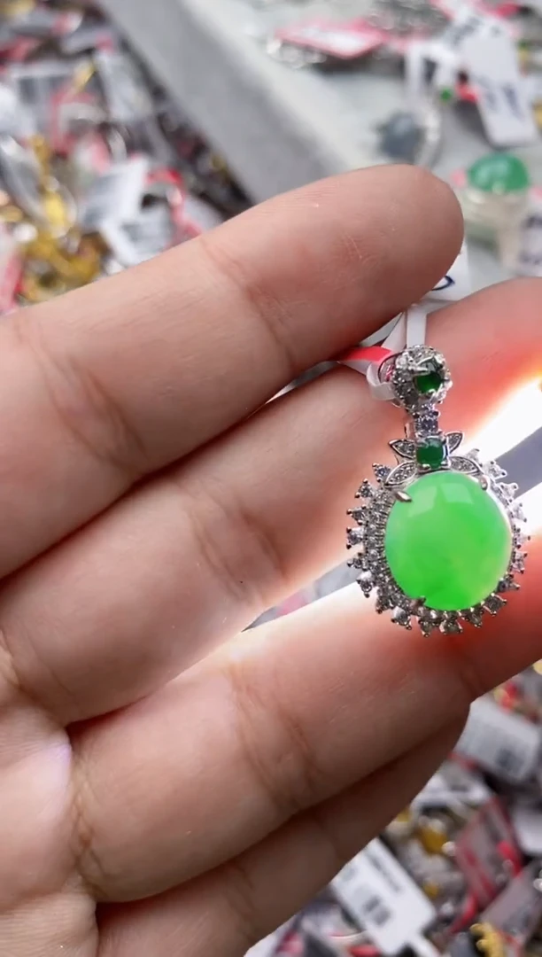 【闪购商品】翡翠戒指银S925镶嵌77777---7