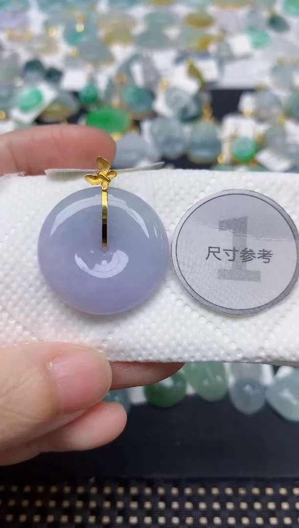 颈饰18K金镶嵌翡翠天然缅甸A货翡翠