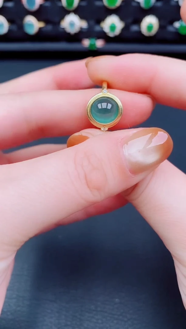 【闪购商品】翡翠戒指银S925镶嵌天然a货翡翠25