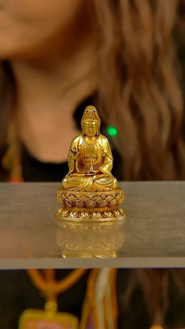 紫铜鎏金-观世音菩萨6公分G20414