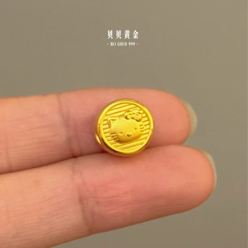 贝贝黄金 足金999 圆饼kt蝴蝶结 孔小 素金 转运珠 103