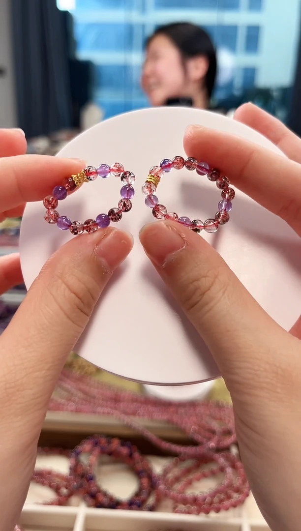 未镶嵌手串水晶金草莓超七戒圈4mm【多样式发货】