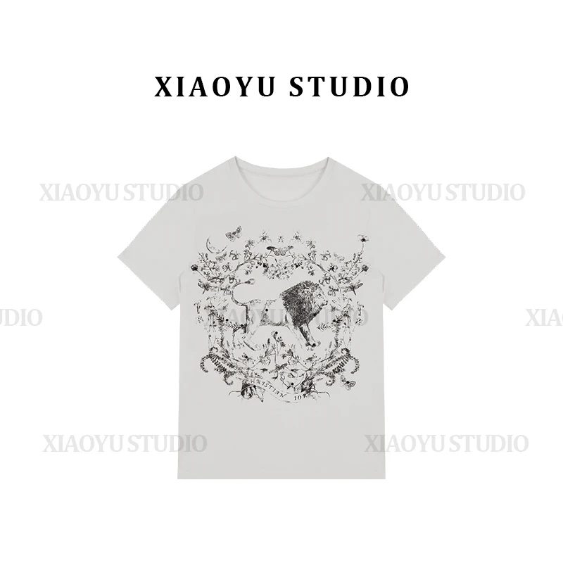 【贝贝】2025年春夏新款狮子印花短袖百搭夏季T恤BL-4067