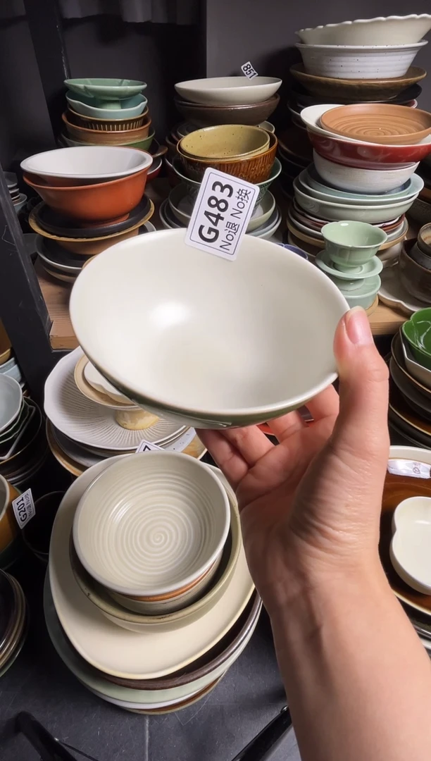 瓷片言g483外绿饭碗2只福利