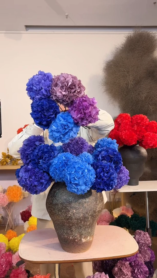 漂色永生大叶绣球花球5枝—湖蓝/天空蓝/宝蓝/香芋紫/深粉紫