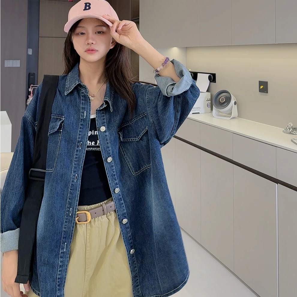 TTY 2025新款秋季美式复古高街廊形俩边口袋设计牛仔外套278019