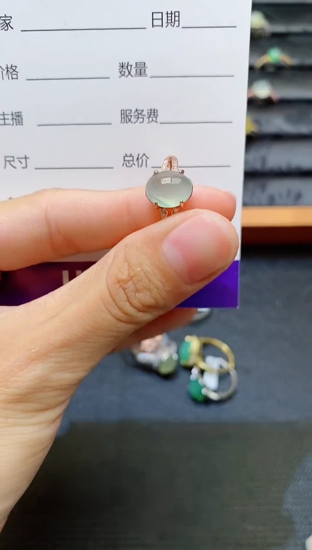 银S925镶嵌戒指翡翠1