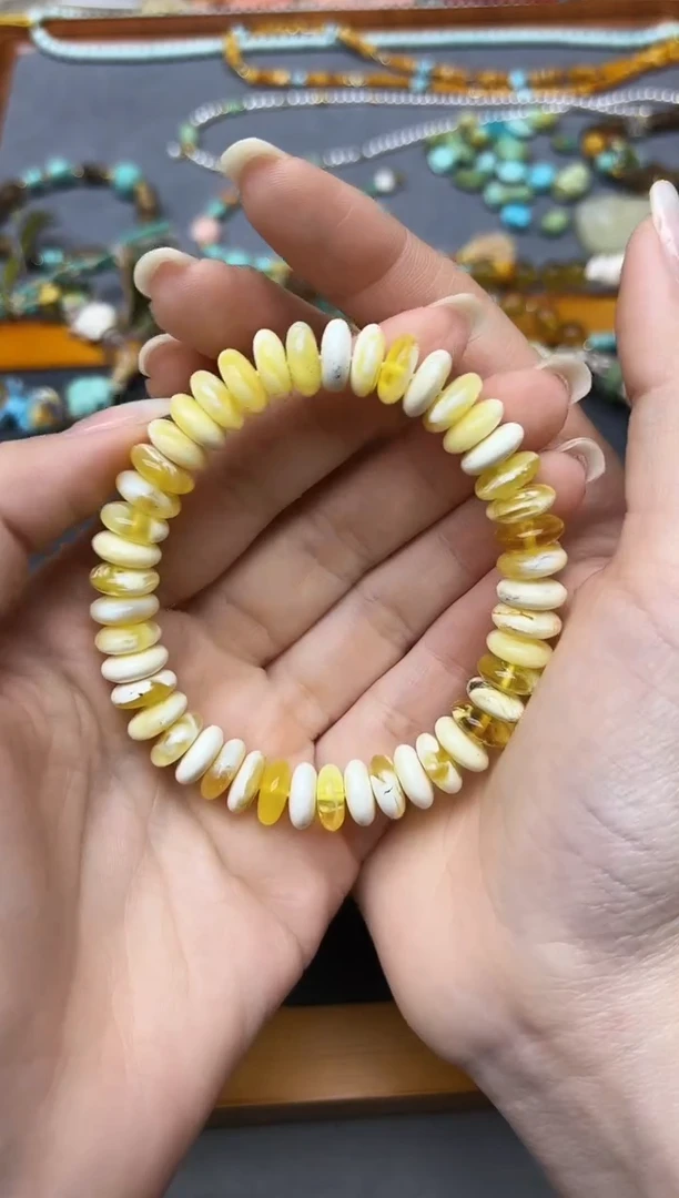裸石蜜蜡未镶嵌蜜蜡算盘珠手串WCY