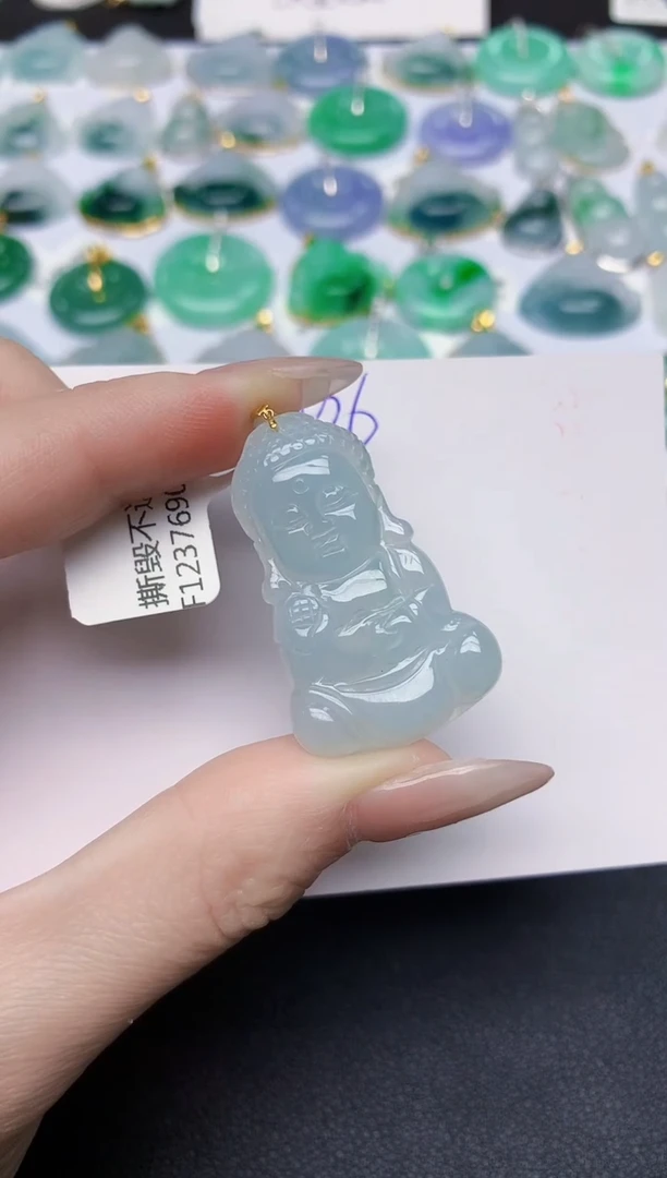 颈饰18K金镶嵌翡翠天然缅甸A货翡翠百元以上9元证书费自理