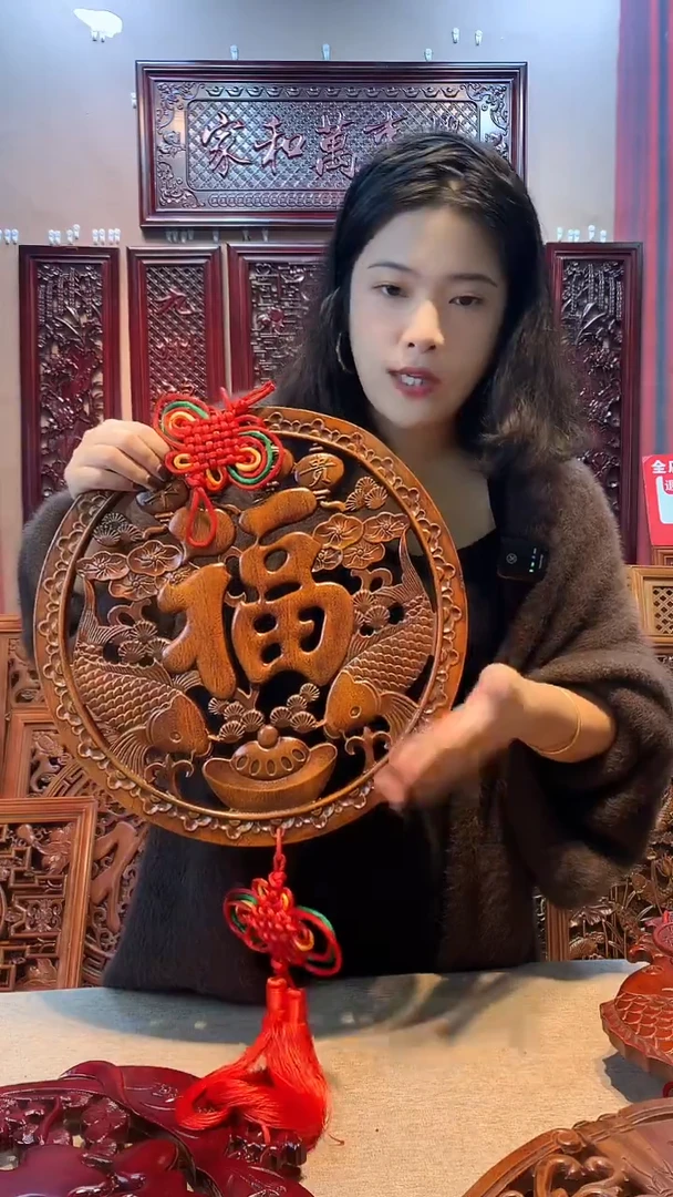 香樟木木雕款38厘米富贵平安一个