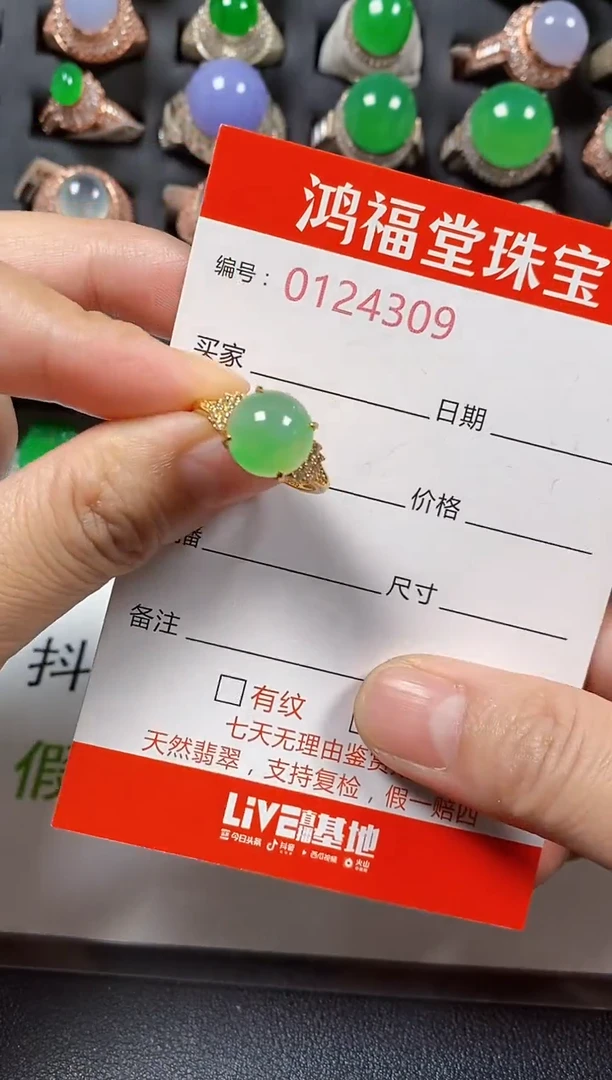 银S925镶嵌戒指翡翠4309