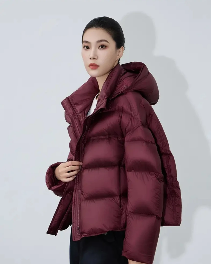 【进口品质】蚕物2025新款保暖加厚连帽鹅绒羽绒服外套D227彭彭