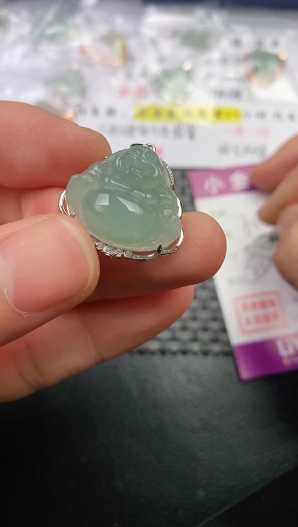 颈饰银S925镶嵌翡翠番*挂件
