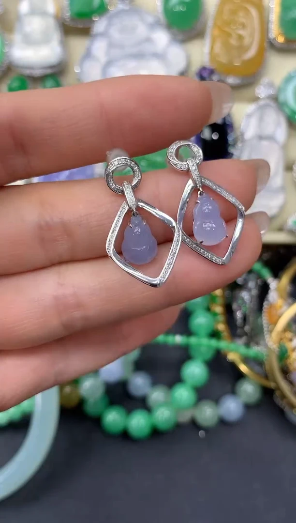 翡翠18K金镶嵌耳饰380-雪姐翡翠天天见