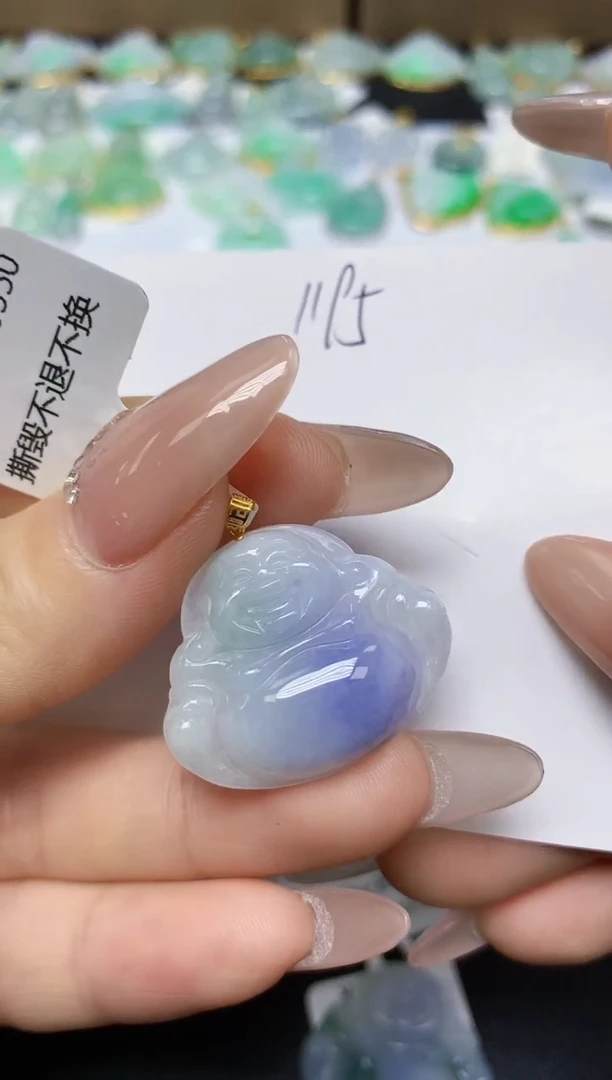 翡翠18K金镶嵌颈饰 天然翡翠A货