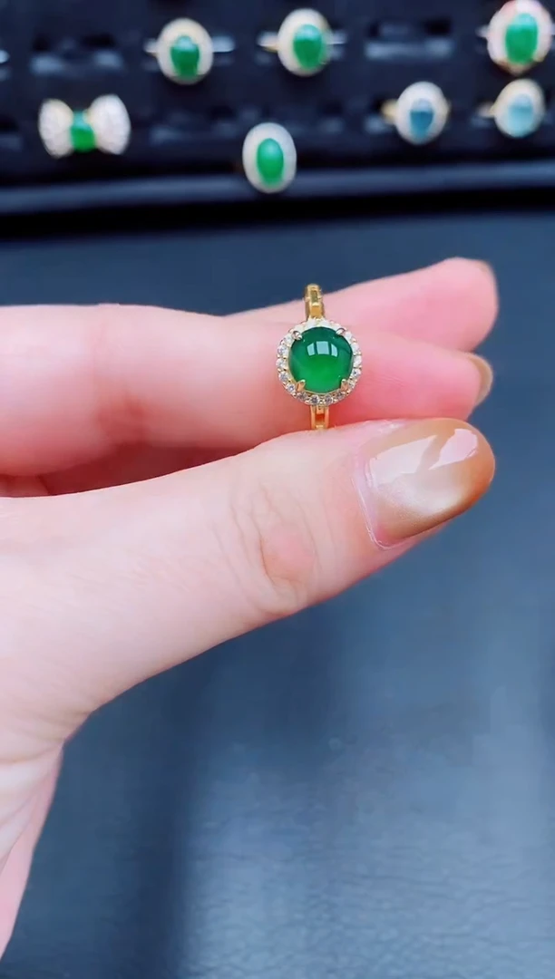 【闪购商品】翡翠戒指银S925镶嵌天然a货翡翠148