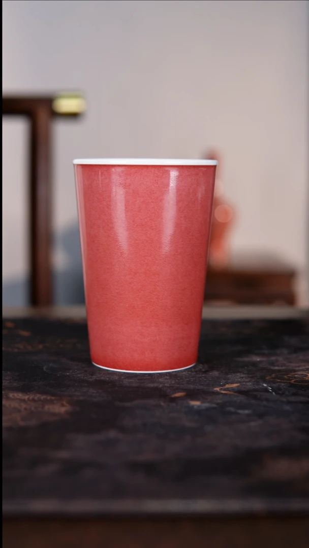 杯子白泥豇豆红陶瓷