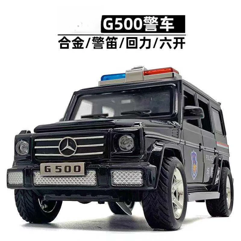 合金大G特警车 可开门带灯光音效 17厘米 回力模型玩具 礼盒