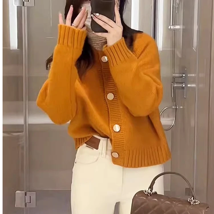 韩版慵懒风时尚毛衣女2024春秋新款百搭减龄针织开衫外穿上衣