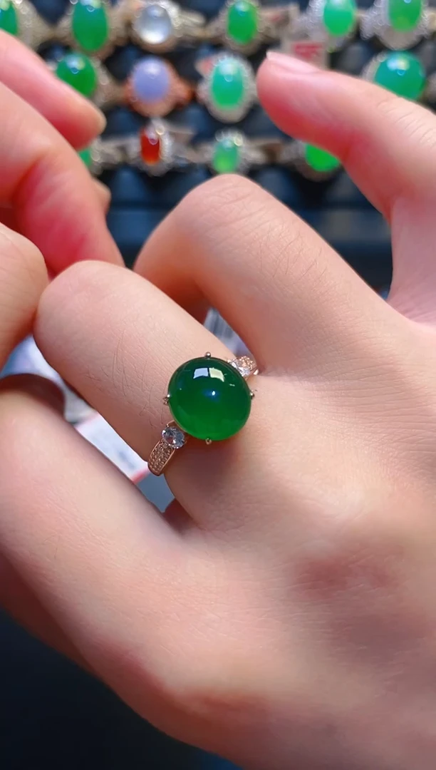 银S925镶嵌戒指翡翠天然