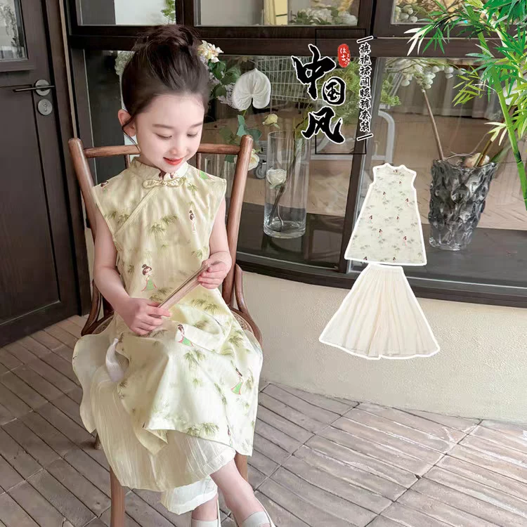 女童连衣裙夏装儿童夏款新中式汉服套装宝宝裙子中国风旗袍裙0160