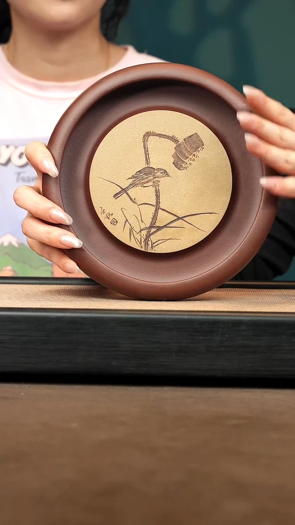 茶壶紫砂【翠鸟壶承】