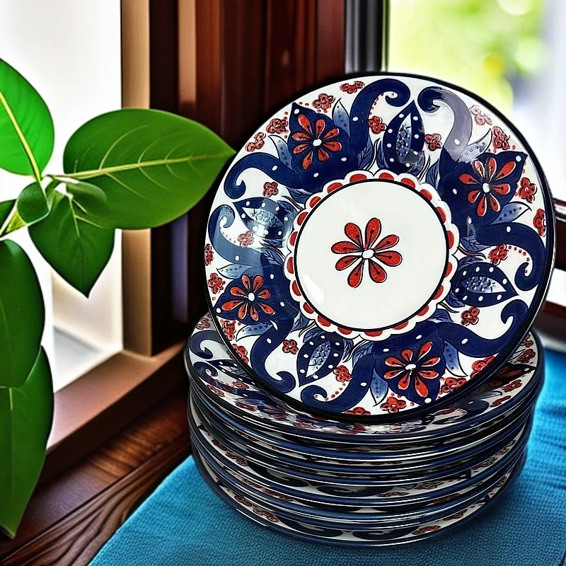 【新疆包邮】lagman tahsa12个碟陶瓷家用网红高档创意简约缠枝
