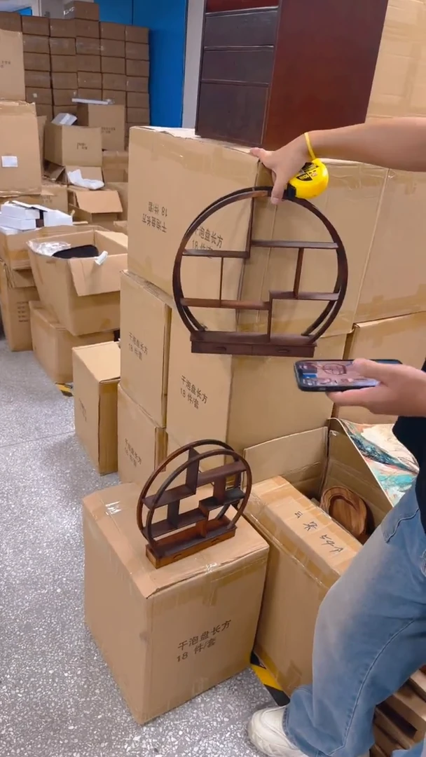 胡桃木原木大圆形置物架