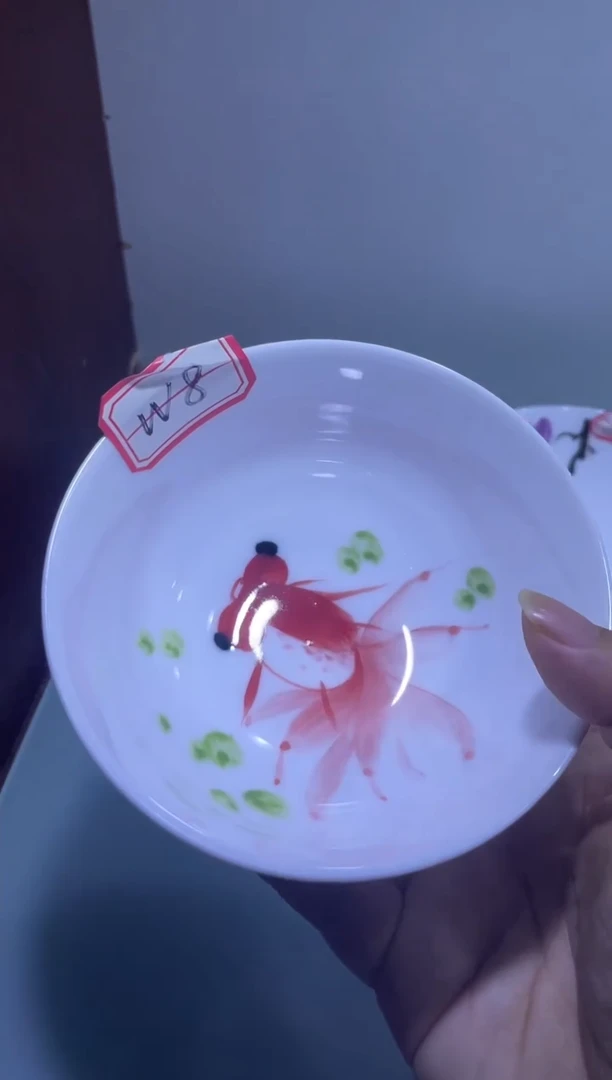 碗年终大促 两个装景德镇高温白玉瓷釉下彩手绘4.75英寸碗W8