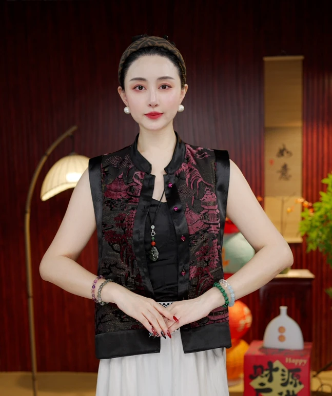 马甲女款2025新款爆款新中式双面穿国风马甲女中国风女装民族风