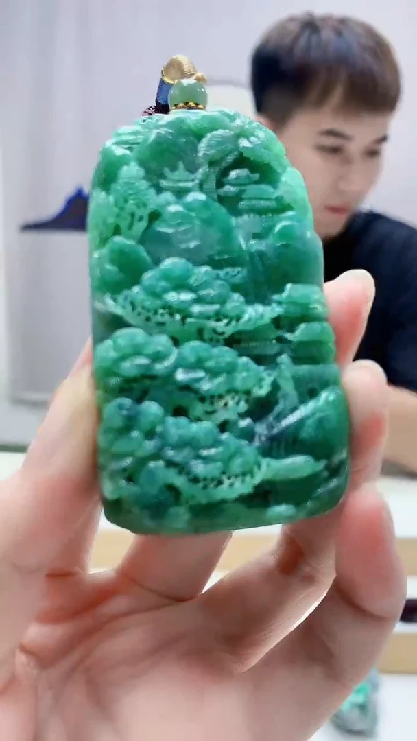 未镶嵌定制翡翠4868zm-毛货挂件山水72