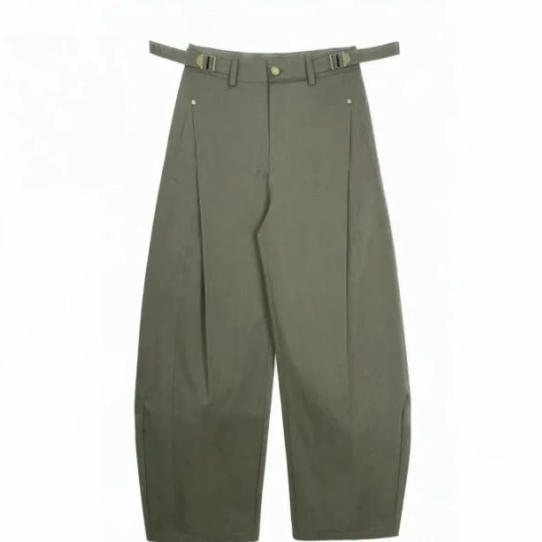 2025夏季新款洋气衣服女褶皱显瘦酷帅腰头休闲裤薄款显瘦弯刀裤