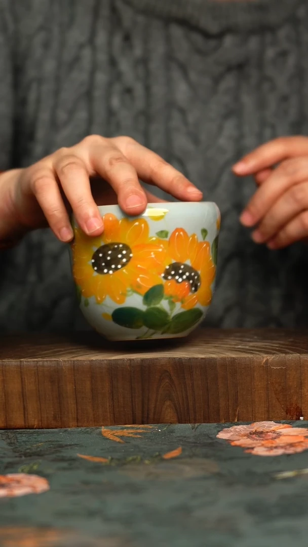 杯釉下彩手工手绘同款陶器