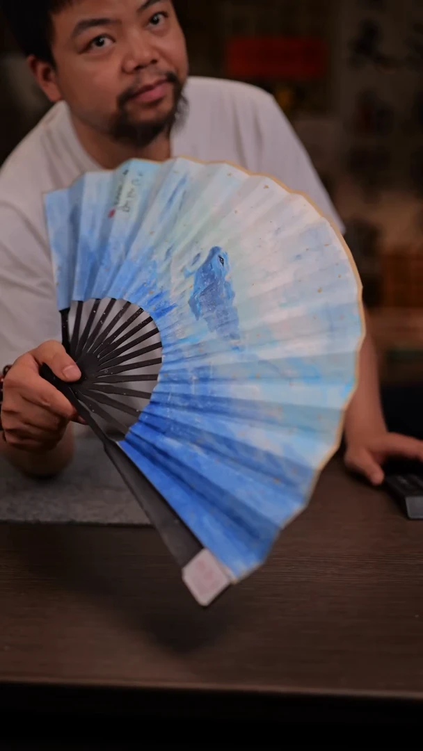 国画鲲鹏- 10寸 手写  扇子-黄