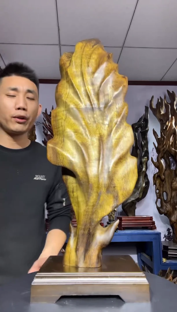 金丝楠木雕款饶**回金丝楠木工艺品摆件
