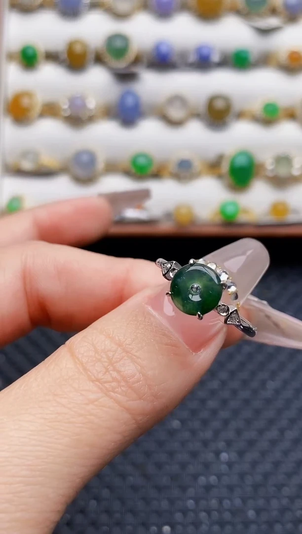 银S925镶嵌戒指翡翠7517